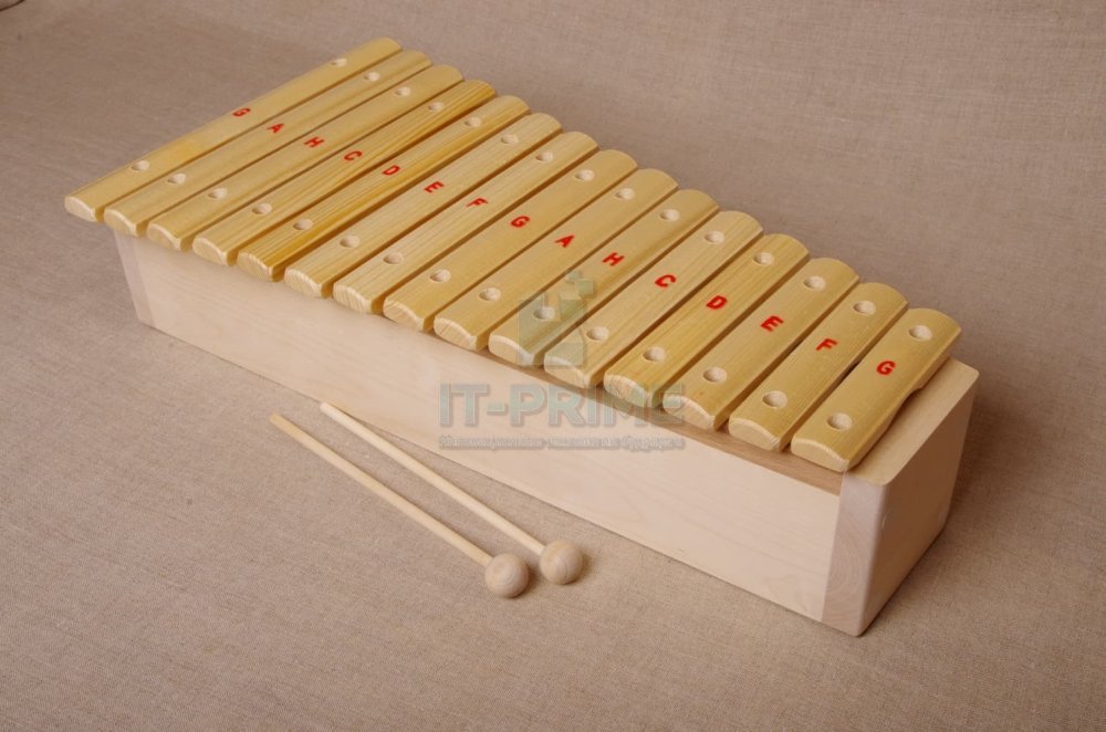 Ксилофон диатонический До мажор (15 пластин, на высоком резонаторе, ель)
